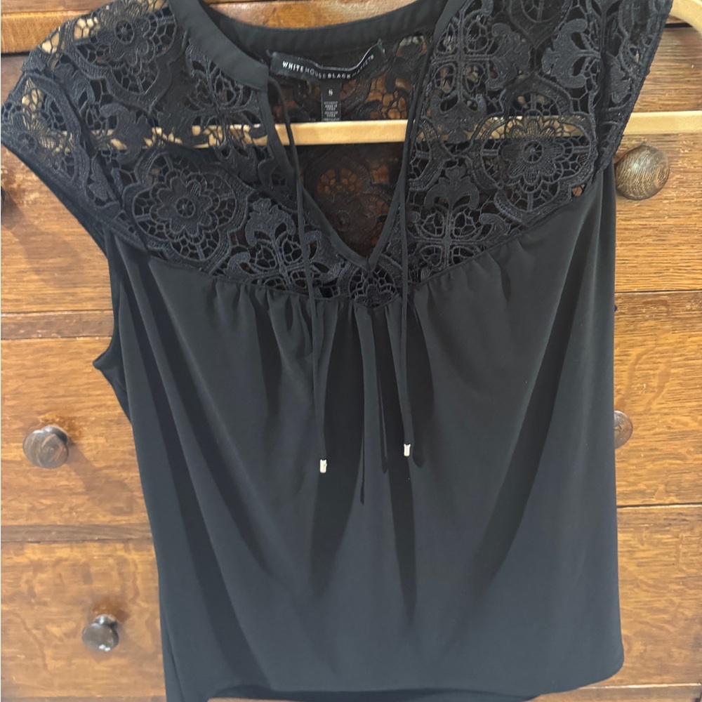 White House Black Market Women's Black Lace Top